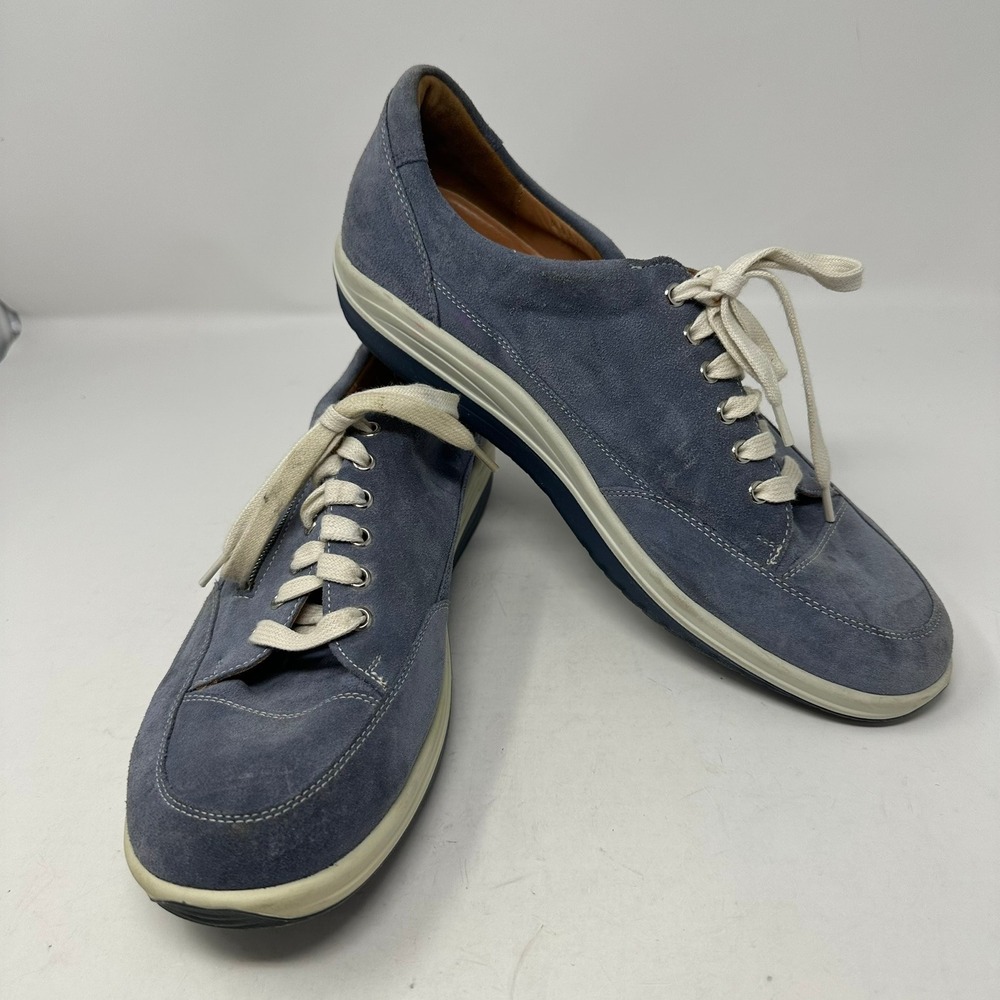 Ganter Aktiv Sneakers Men 9 G Blue Suede Walking Shoes Side Zip Abrollpatent
